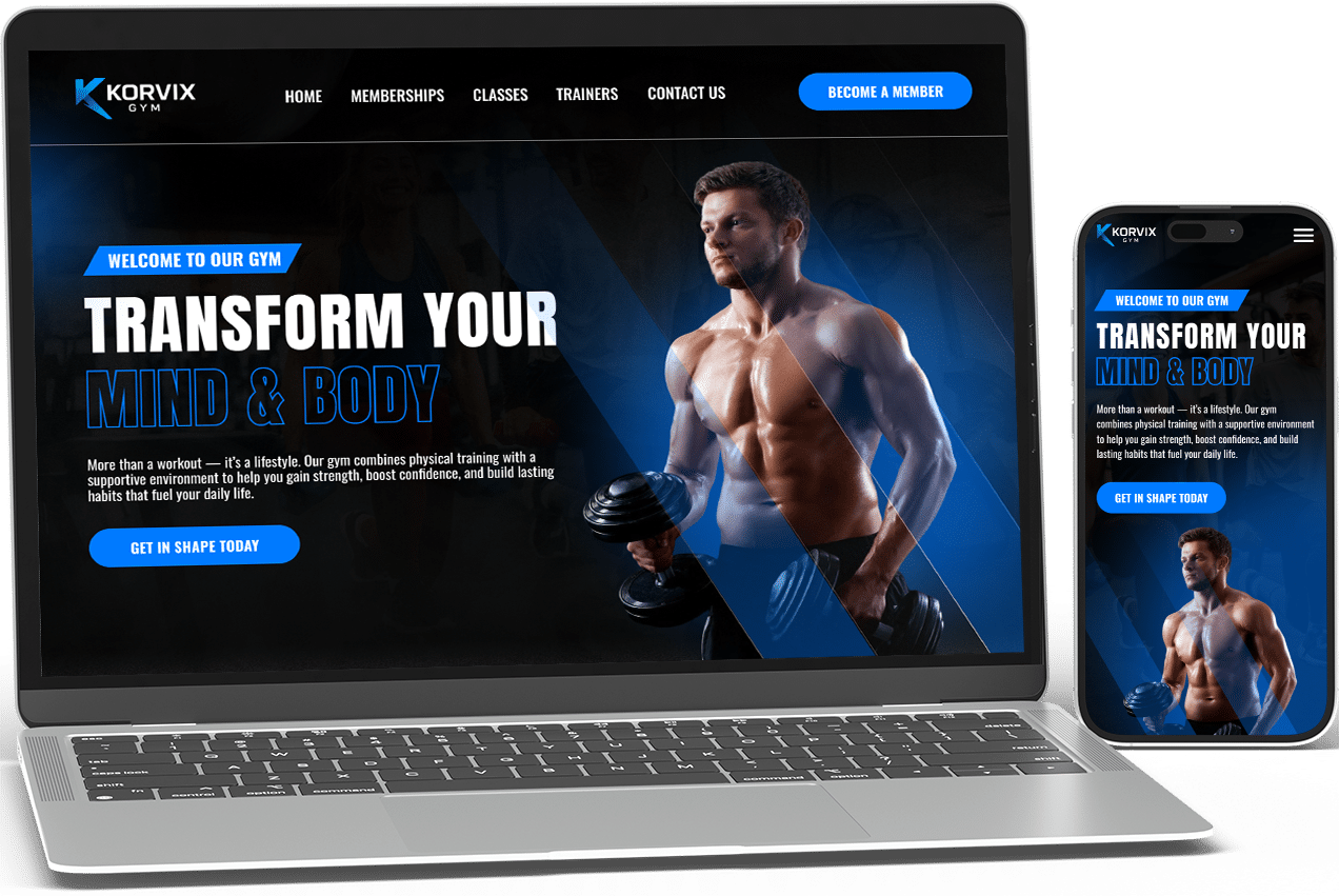 Affordable websites for small businesses – Korvix Gym by Cookster Creative