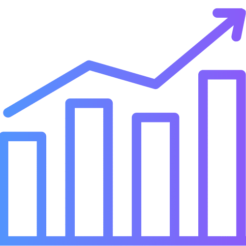 SEO performance icon with upward graph